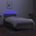 Cama box spring colchón y luces LED tela gris taupe 100x200