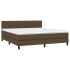 Cama box spring colchón luces LED tela marrón oscuro