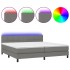 Cama box spring colchón y luces LED tela gris claro 200x200