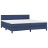 Cama box spring colchón y luces LED tela azul 200x200