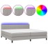 Cama box spring con colchón tela y LED gris claro 200x200