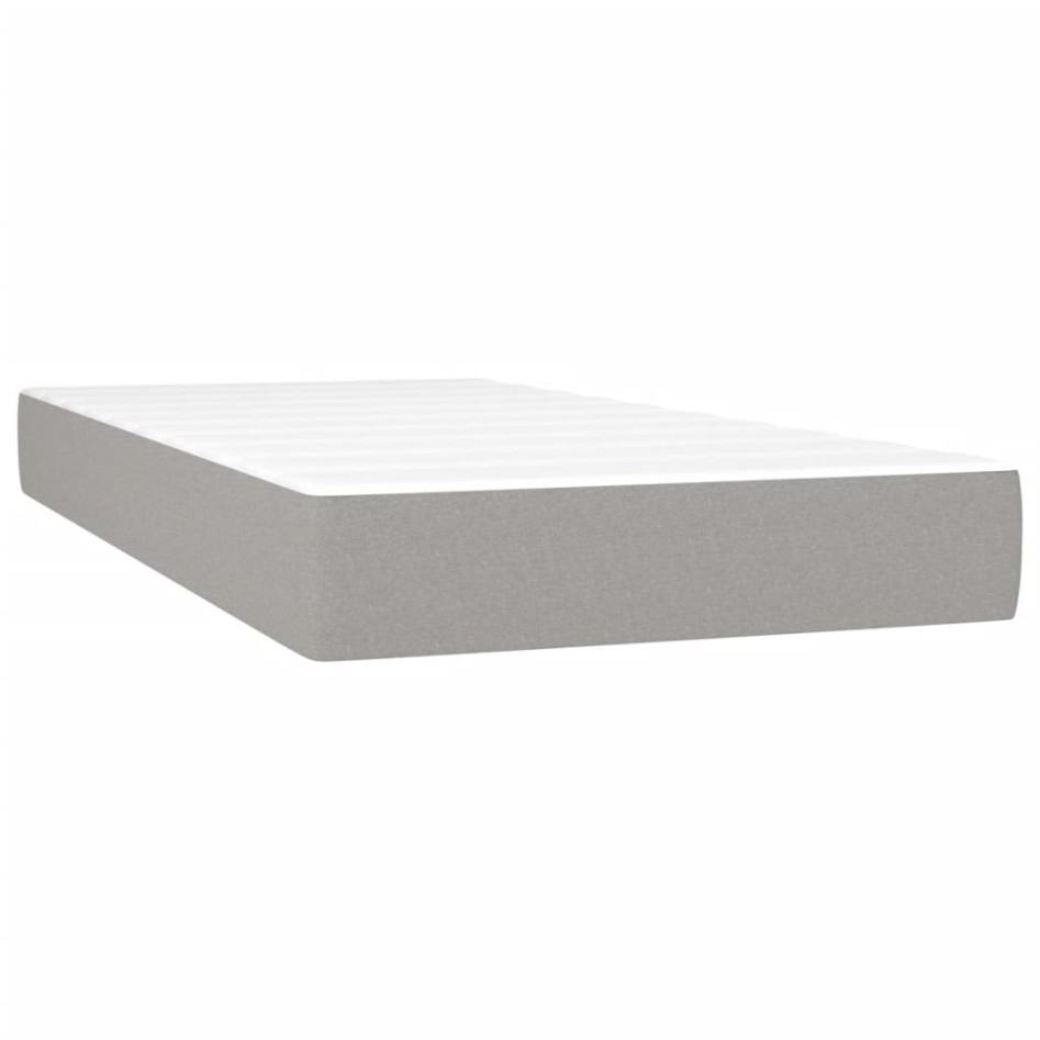 Cama box spring con colchón tela y LED gris claro 200x200
