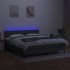 Cama box spring colchón y luces LED tela gris oscuro 180x200