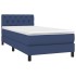 Cama box spring colchón y luces LED tela azul 80x200