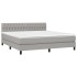 Cama box spring colchón y luces LED tela gris claro 180x200