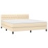 Cama box spring colchón y luces LED tela crema 180x200