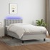 Cama box spring colchón y luces LED tela gris claro 100x200