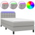 Cama box spring colchón y luces LED tela gris claro 100x200