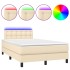 Cama box spring con colchón y LED tela crema 120x200