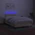Cama box spring con colchón y LED tela crema 120x200