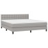 Cama box spring colchón y luces LED tela gris claro 160x200