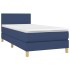 Cama box spring colchón y luces LED tela azul 90x190