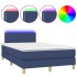 Cama box spring con colchón y LED tela azul 120x200