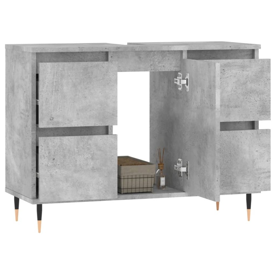 Mueble de baño madera de ingeniería gris hormigón 80x33x60
