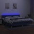 Cama box spring con colchón y LED tela azul 200x200
