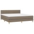 Cama box spring con colchón LED tela gris taupe 160x200
