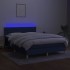Cama box spring colchón y luces LED tela azul 140x190