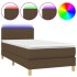 Cama box spring con colchón LED tela marrón oscuro 80x200