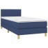 Cama box spring con colchón y LED tela azul 90x200