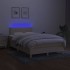 Cama box spring con colchón y LED tela crema 120x200
