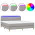 Cama box spring con colchón tela y LED gris claro 180x200