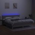 Cama box spring con colchón tela y LED gris claro 180x200