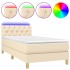 Cama box spring con colchón y LED tela crema 80x200