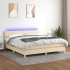 Cama box spring con colchón y LED tela crema 180x200