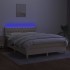 Cama box spring colchón y luces LED tela crema 140x190