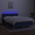Cama box spring con colchón y LED tela azul 140x200