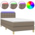 Cama box spring con colchón LED tela gris taupe 100x200