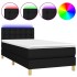Cama box spring con colchón LED tela negro 100x200