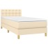 Cama box spring con colchón y LED tela crema 80x200