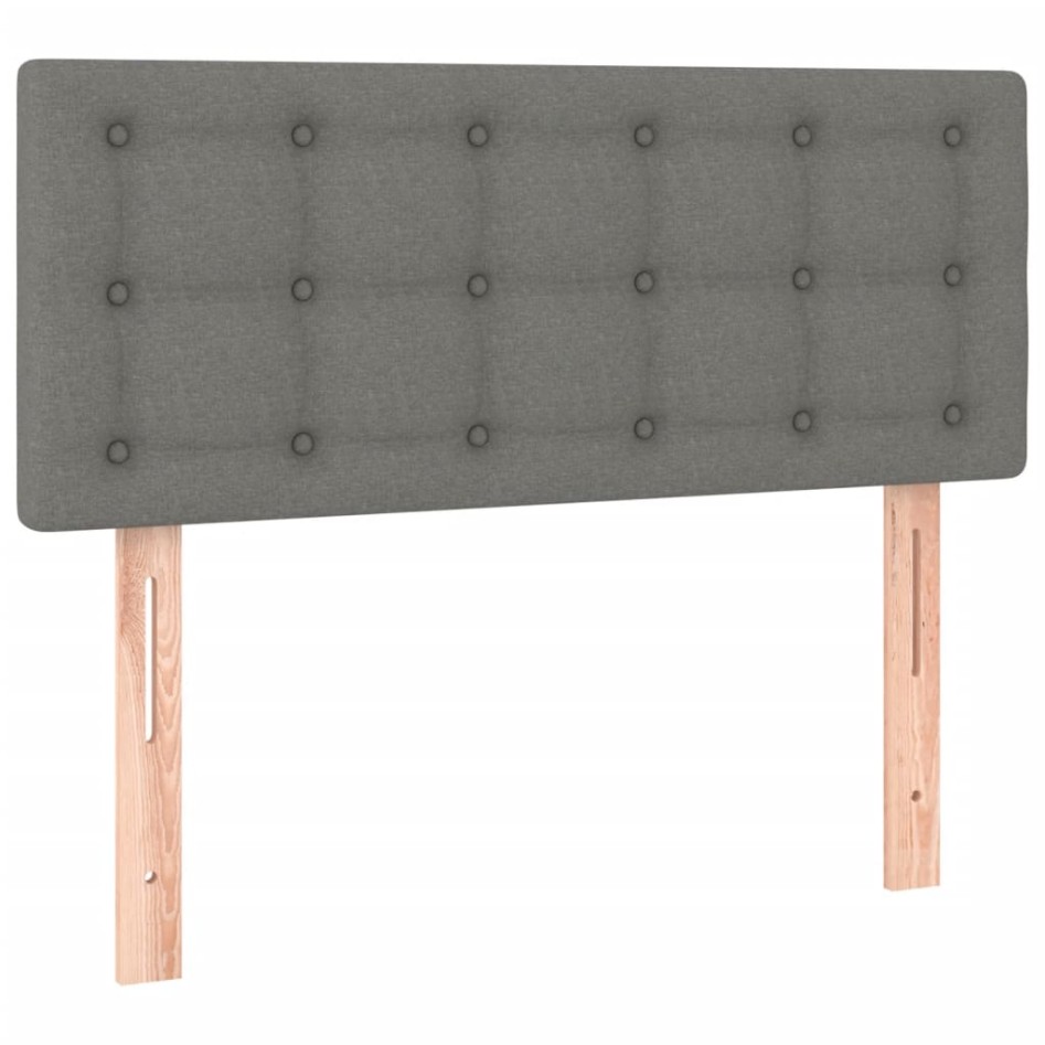 Cama box spring con colchón y LED tela gris oscuro 120x200