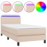 Cama box spring colchón LED cuero sintético capuchino 80x200