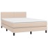 Cama box spring colchón LED cuero sintético capuchino