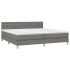 Cama box spring con colchón y LED tela gris oscuro 200x200
