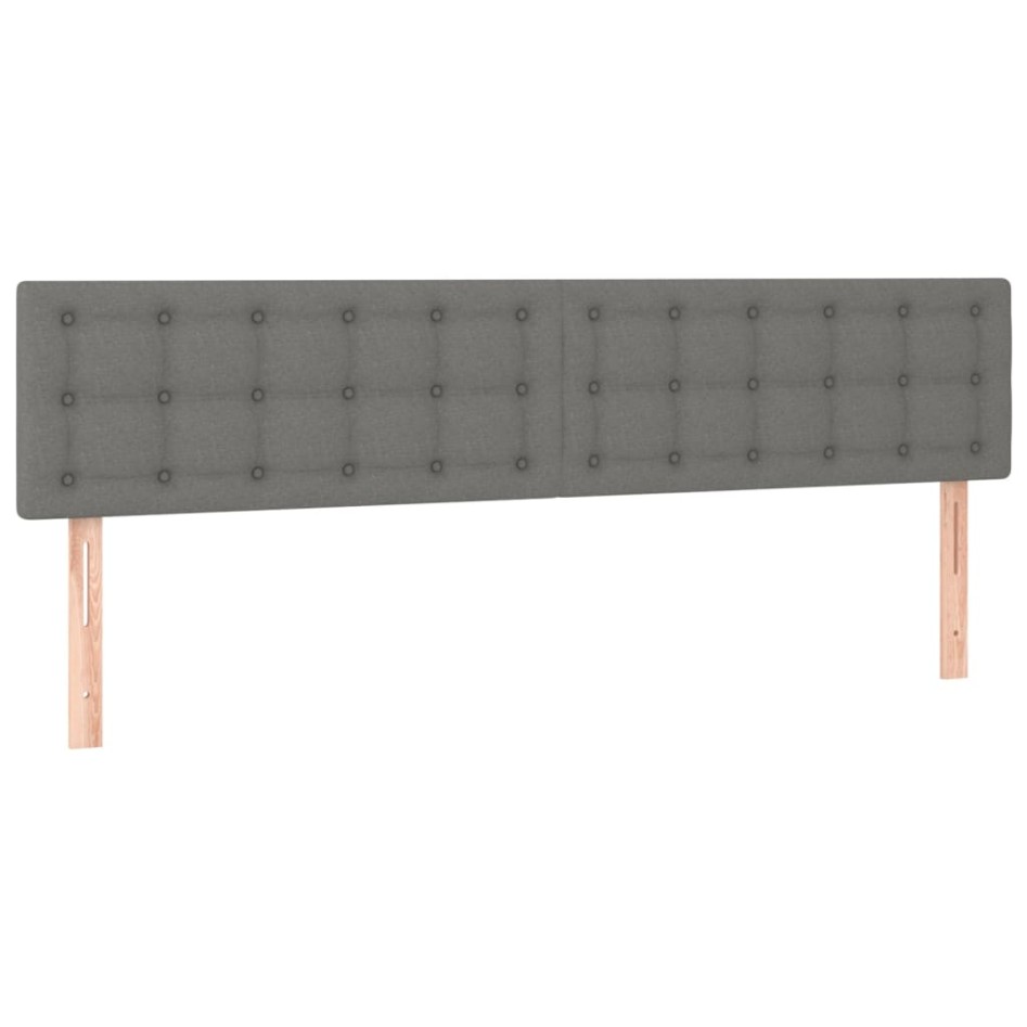 Cama box spring con colchón y LED tela gris oscuro 200x200