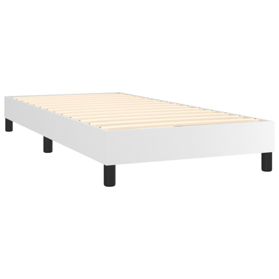 Cama box spring colchón y LED cuero sintético blanco 100x200