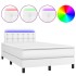 Cama box spring colchón y LED cuero sintético blanco 120x200