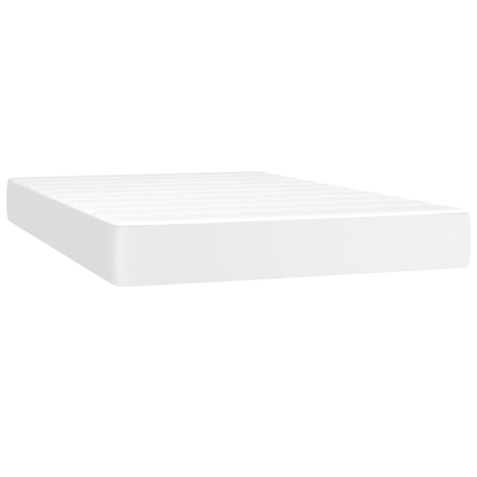 Cama box spring colchón y LED cuero sintético blanco 120x200