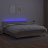 Cama box spring colchón LED cuero sintético capuchino