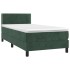 Cama box spring colchón y LED terciopelo verde oscuro 90x200