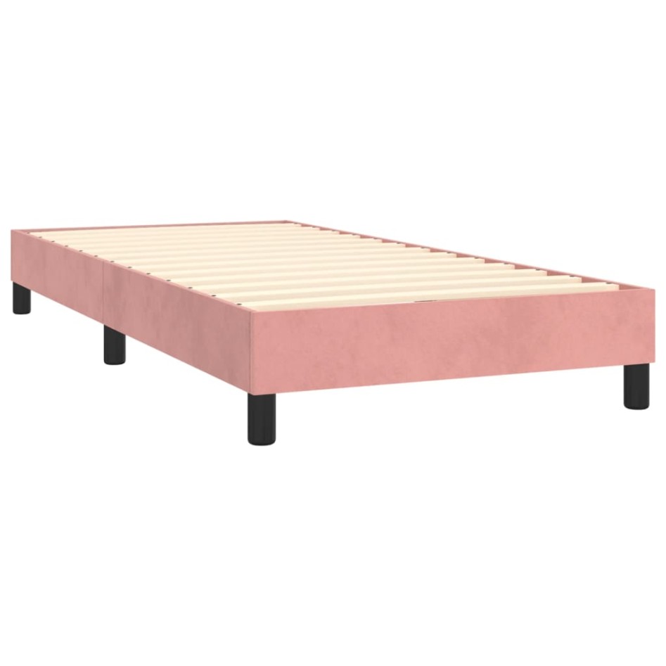 Cama box spring colchón y LED terciopelo rosa 80x200