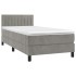 Cama box spring colchón y LED terciopelo gris claro 90x190