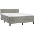 Cama box spring colchón y LED terciopelo gris claro 140x200