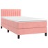 Cama box spring colchón y LED terciopelo rosa 100x200