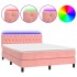 Cama box spring colchón y LED terciopelo rosa 140x200