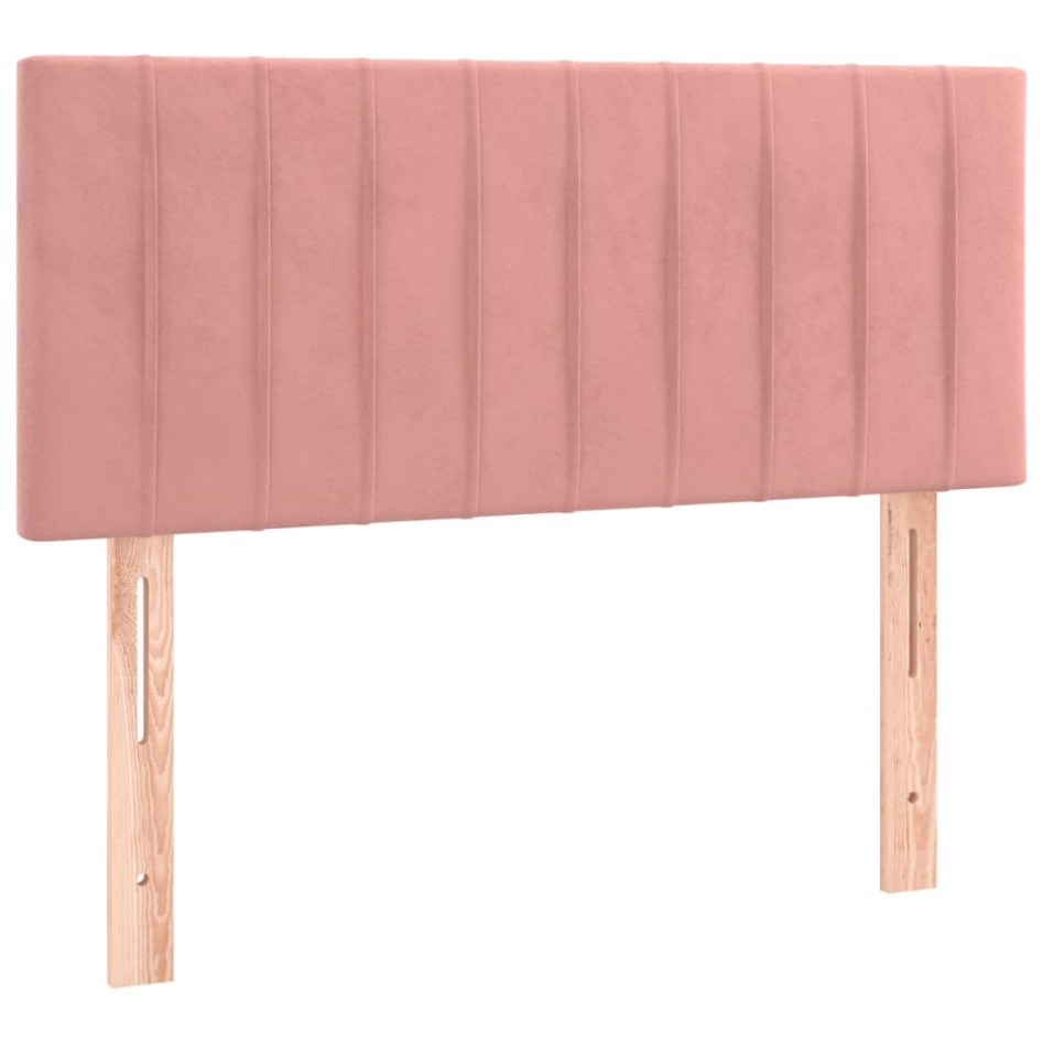 Cama box spring colchón y LED terciopelo rosa 90x200