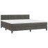 Cama box spring colchón y LED terciopelo gris oscuro 200x200
